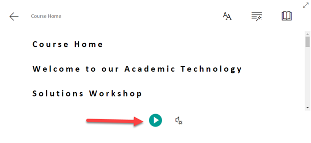 The Immersive Reader play button.