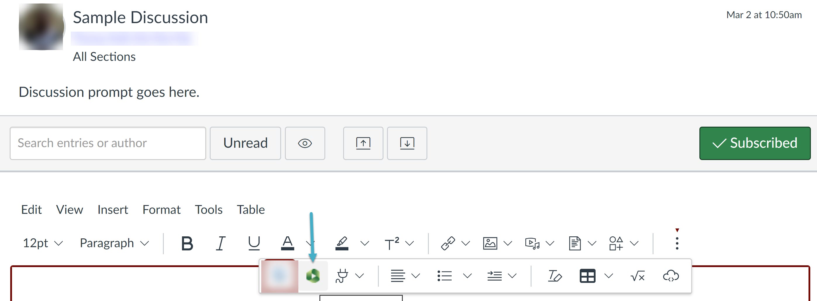 Toolbar with Panopto Icon Indicated