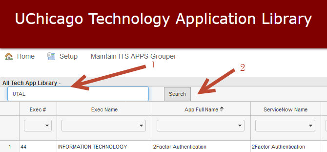 Search bar to search for keywords in applications