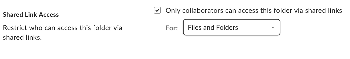 files shared link access options